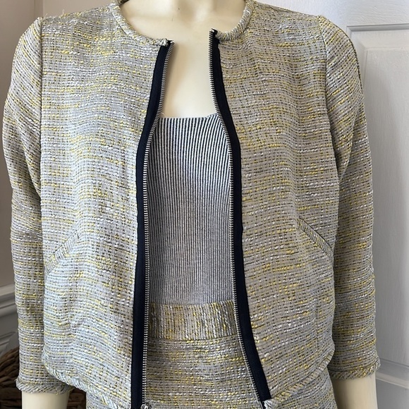 Rachel Roy Set Gray Ribbed Tank w/ Tweed Skirt Dress & Zip Up Tweed Jacket S - Picture 4 of 16